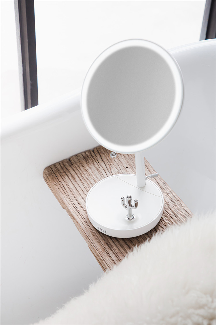 lofree/洛斐 led化妆镜网红镜子台式女带灯桌面不插线便携日光镜