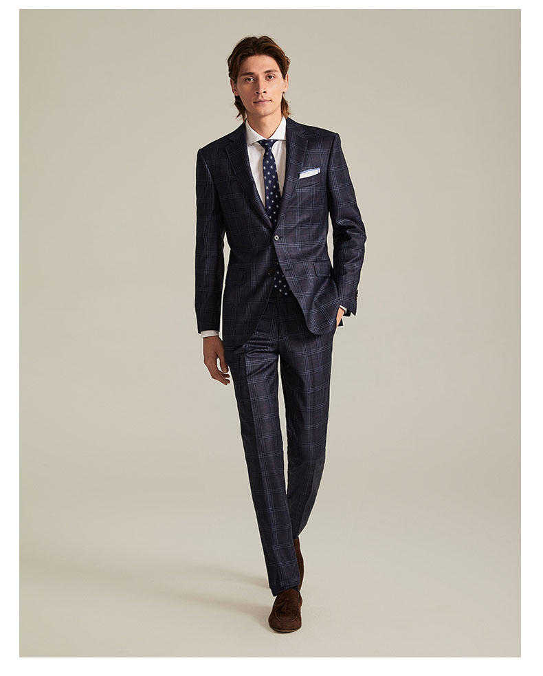 by creations lite/柏品 意大利reda130支羊毛面料 商务格纹西装套装