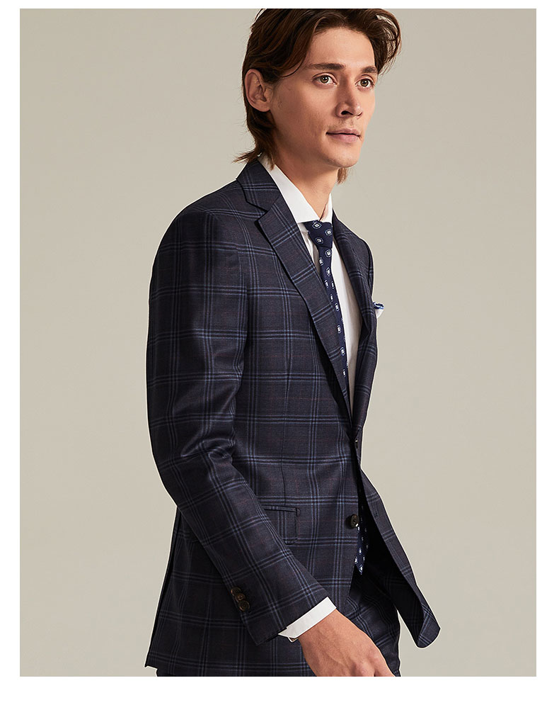 by creations lite/柏品 意大利reda130支羊毛面料 商务格纹西装套装