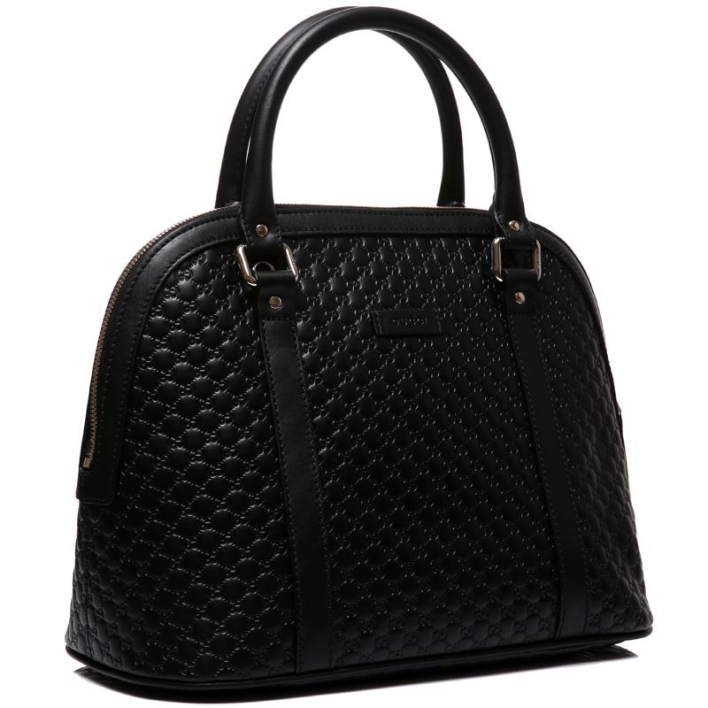 gucci/古驰 女士黑色牛皮压纹手提斜挎贝壳包 449663 bmj1g 1000