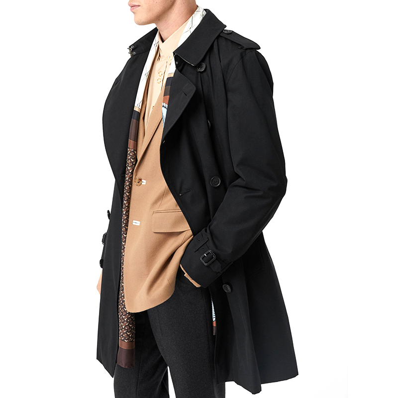 burberry/博柏利 男装风衣经典heritage trench男士黑色长款棉质系扣
