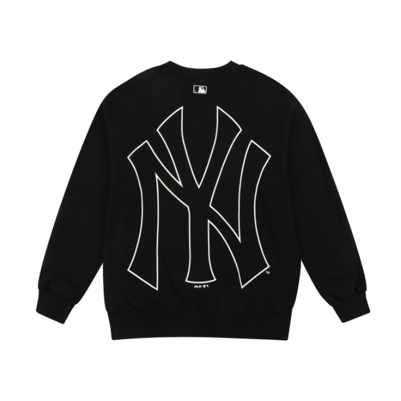 mlb(mlb) 加绒毛 ny big logo 宽松版 男女士运动卫衣/套头衫 黑色
