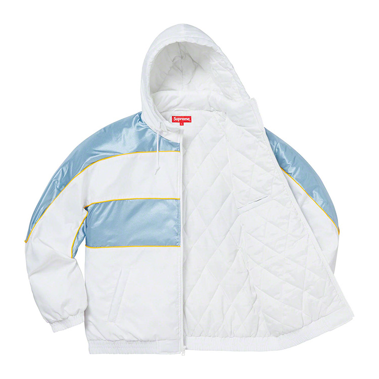 supreme 19fw sports piping puffy jacket背后logo棉服夹克