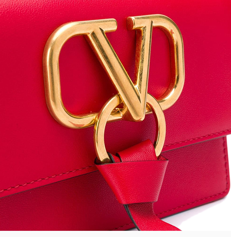 valentino 华伦天奴 19秋冬 garavani vring女士红色牛皮经典logo徽标