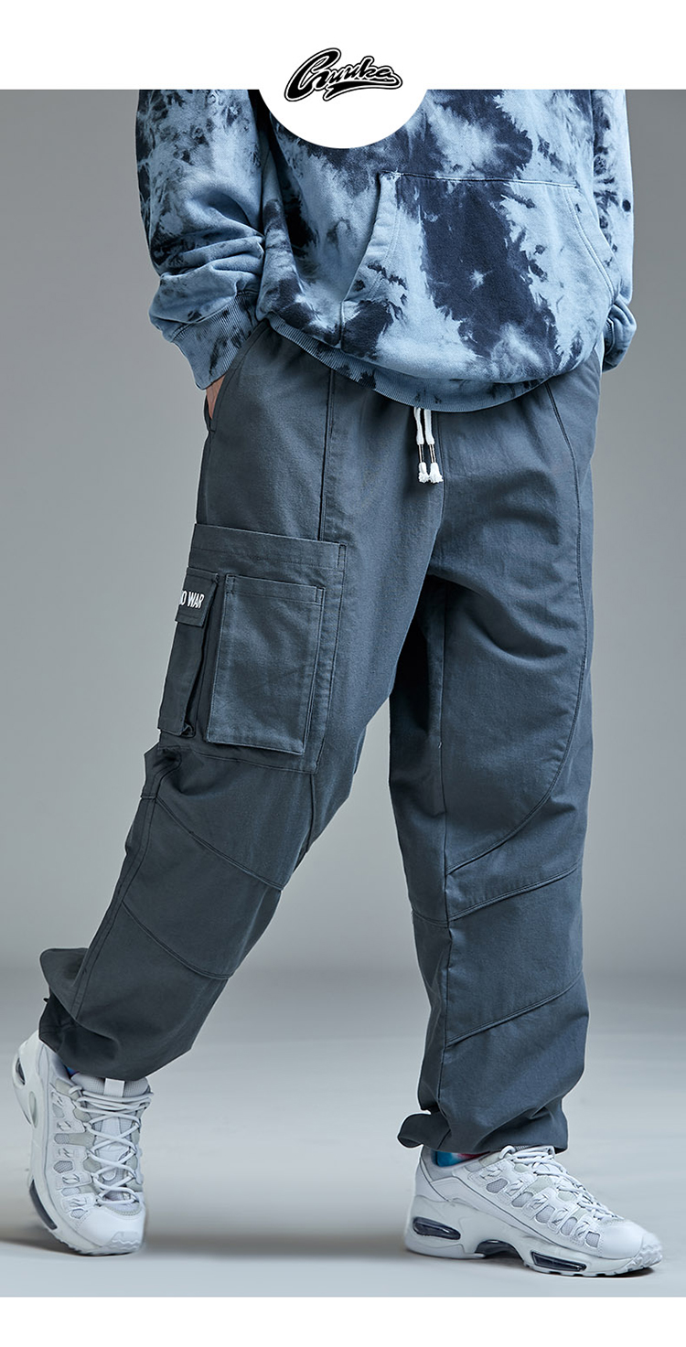 guuka 古由卡运动裤男 工装裤 束脚裤 男士 休闲 直筒裤 嘻哈 抽绳