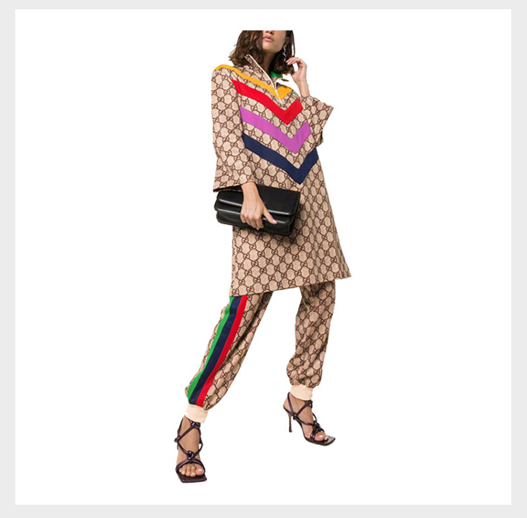 gucci/古驰 开襟gg图案多色条纹装饰女士连衣裙外套 5