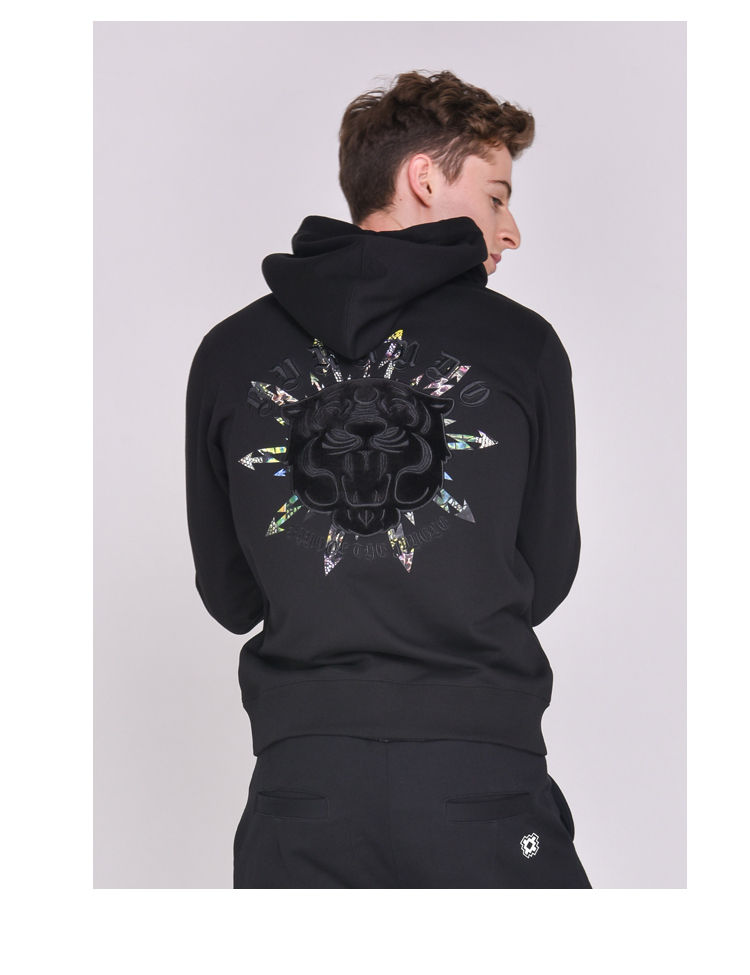 burandoeno2019秋冬新品潮牌eno男卫衣时尚个性套头连帽外套虎头logo