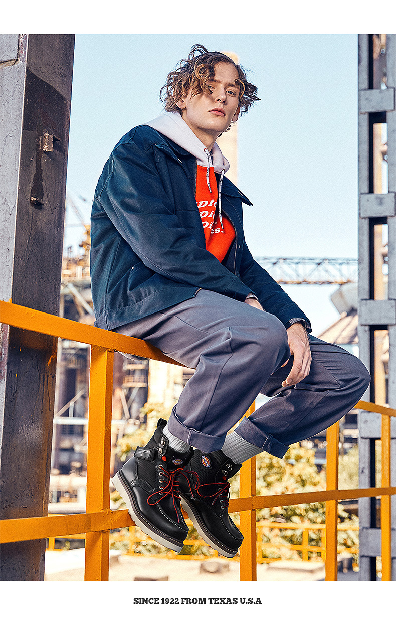 dickies马丁靴男秋冬新款真皮工装靴子厚底百搭休闲皮靴短靴 194m50