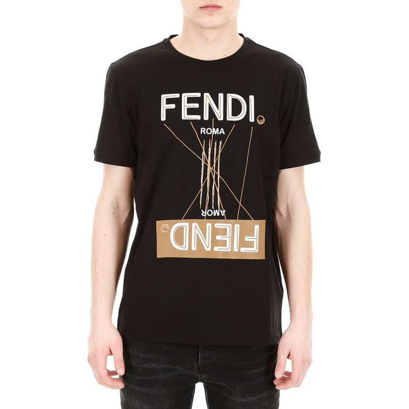 fendi/芬迪 男士黑色时尚休闲棉质圆领短袖t恤fy0894 a6zl f0b81