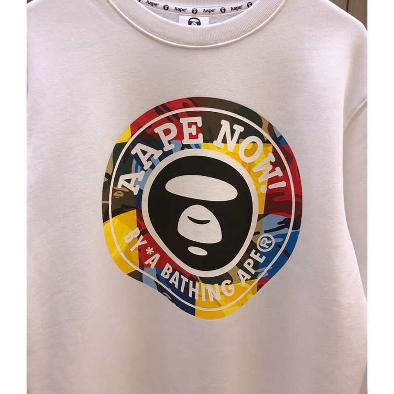 aape/aape 19秋冬 刘芮麟同款 男士白色猿人头彩色印