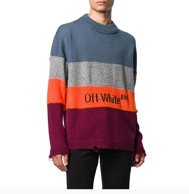 off white/off white 男士彩色条纹毛衣 omhe016f19e37028-1910