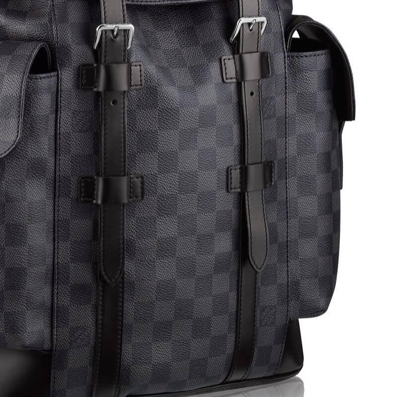 louis vuitton/路易威登 男雙肩包揹包帆布格子紋登山遠足lv包 lv男包