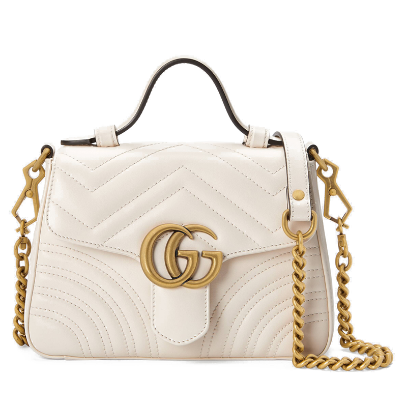 gucci/古驰 19春夏新款gg marmont女士迷你绗缝小牛皮链条手提单肩包
