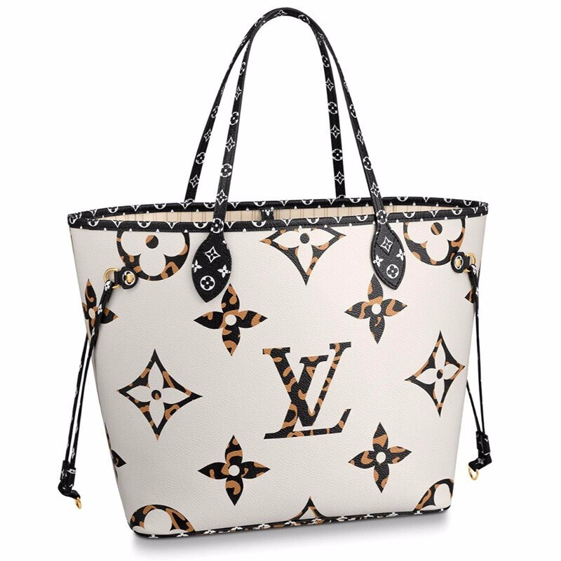 louis vuitton/路易威登 lv女包neverful 大老花中号拼色单肩手提包
