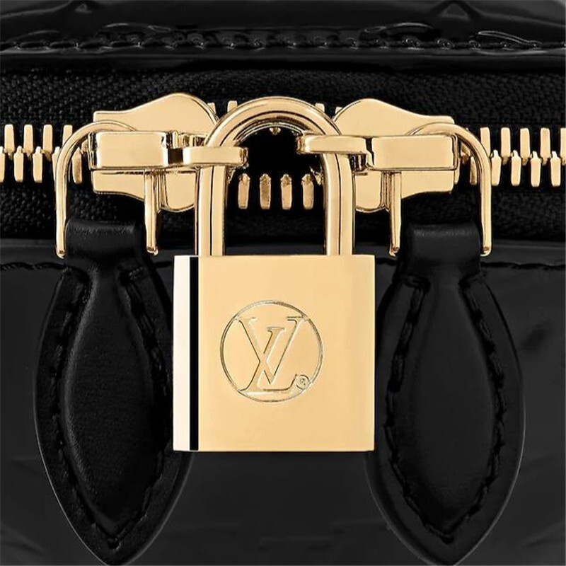 louis vuitton/路易威登lv女包手袋压纹漆皮双拉链开合小牛皮饰边