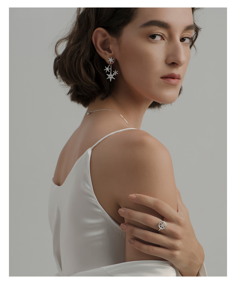 hefangjewelry/何方珠宝 2019雪花系列 飞雪戒指 925纯银女轻奢小众