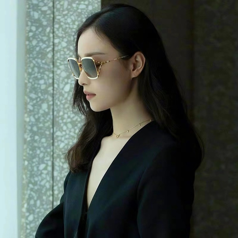 gucci/古驰太阳镜古奇女士时尚大框墨镜镂空个性潮流防紫外线倪妮明星