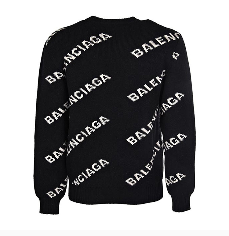 balenciaga/巴黎世家 20春夏 明星同款 男士羊毛经典白色字母标志长袖