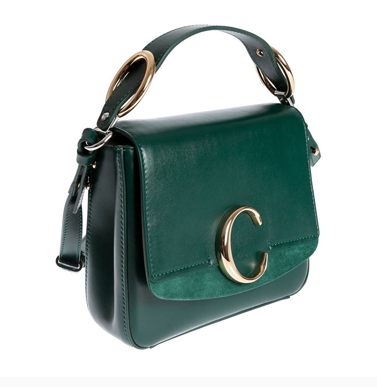chloe 克洛伊 c bag系列 女士小牛皮logo标识经典手提包单肩包