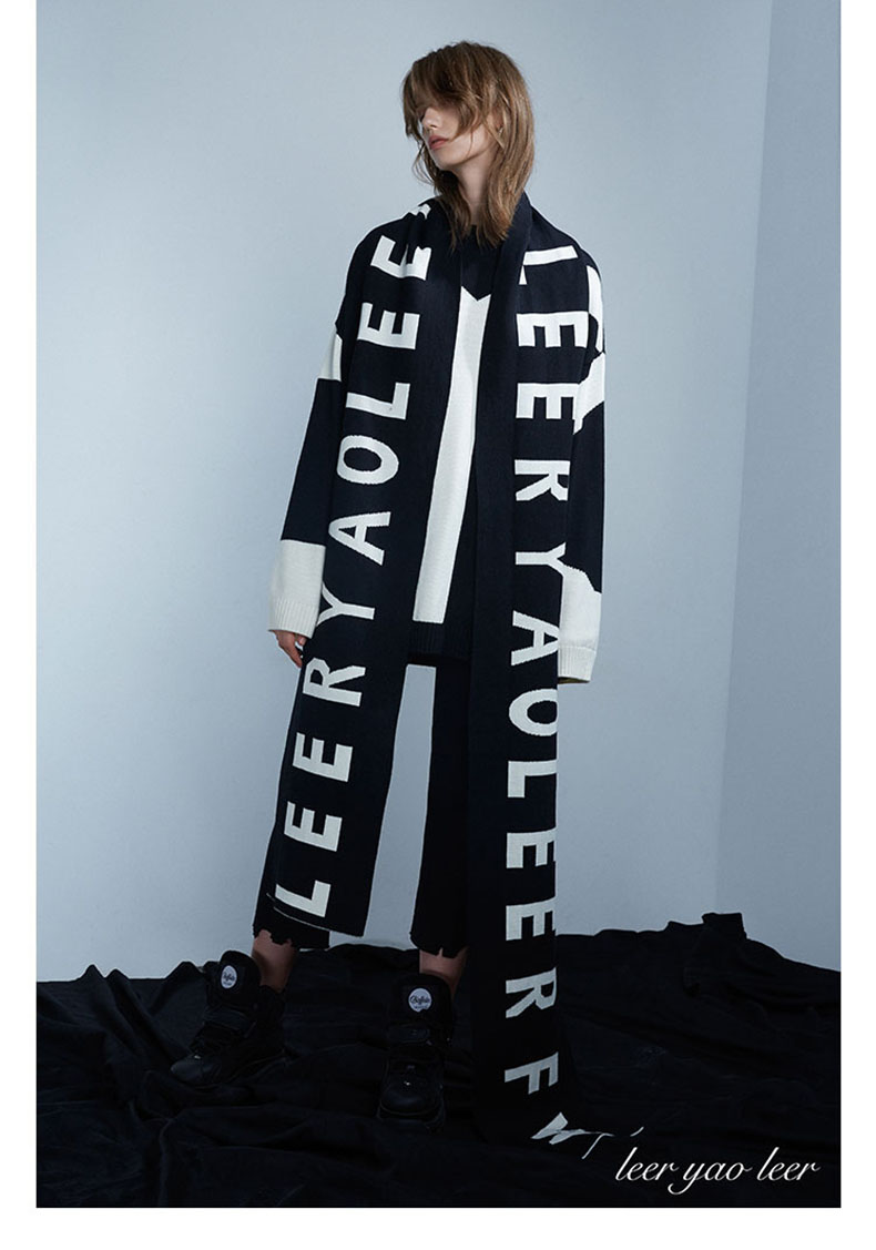 leer yao leer/leer yao leer 2019秋冬男女同款 字母织花黑白拼色