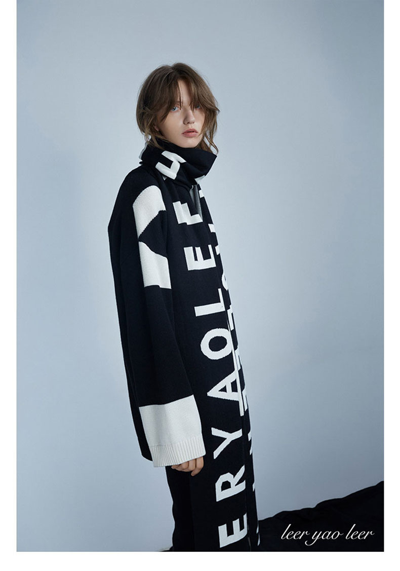 leer yao leer/leer yao leer 2019秋冬男女同款 字母织花黑白拼色