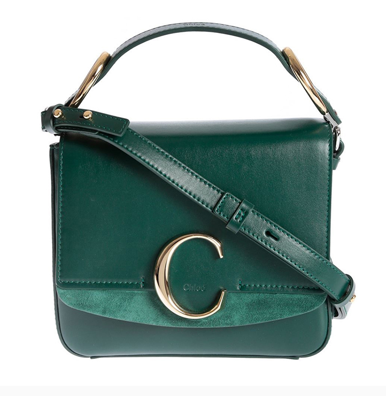 chloe 克洛伊 c bag系列 女士小牛皮logo标识经典手提包单肩包
