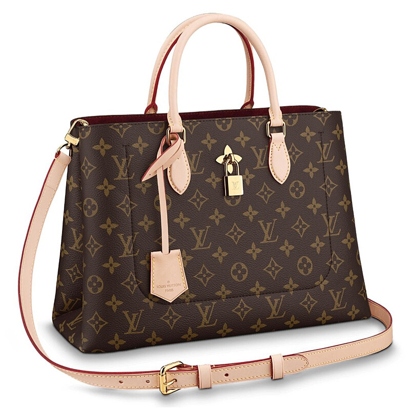 louis vuitton/路易威登 lv 女包新款老花带锁托特手提单肩商务包