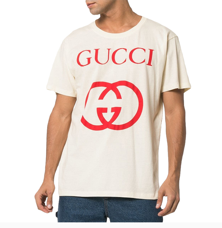 古驰 19春夏 鹿晗同款 男士互扣式双g徽标纯棉时尚休闲半袖短袖t恤
