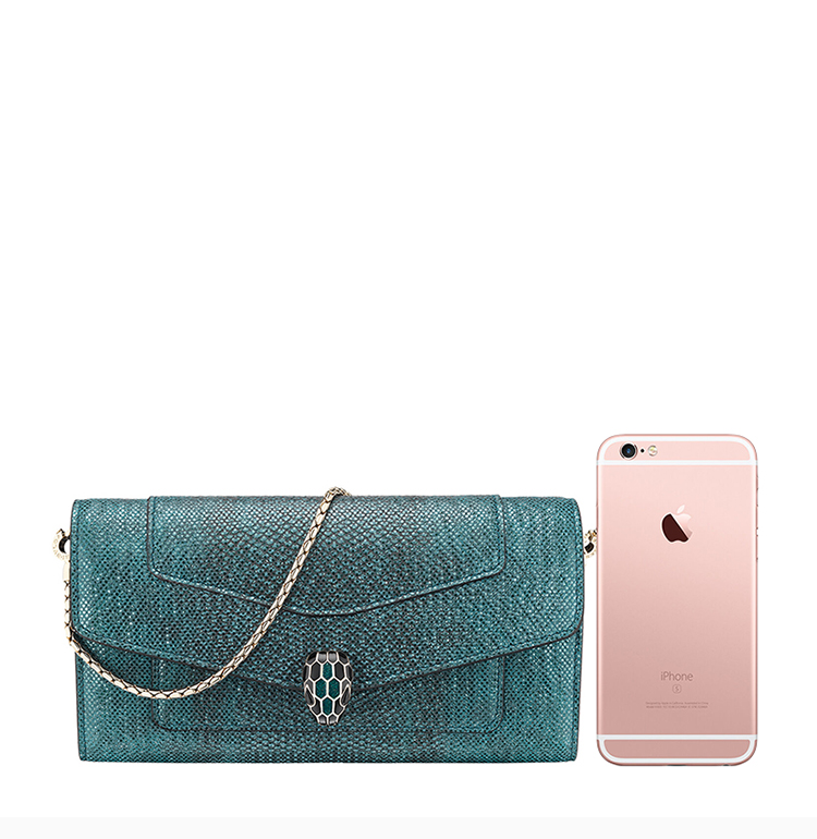 bvlgari/宝格丽 20春夏 女士牛皮时尚经典蛇头扣长款钱包晚宴包