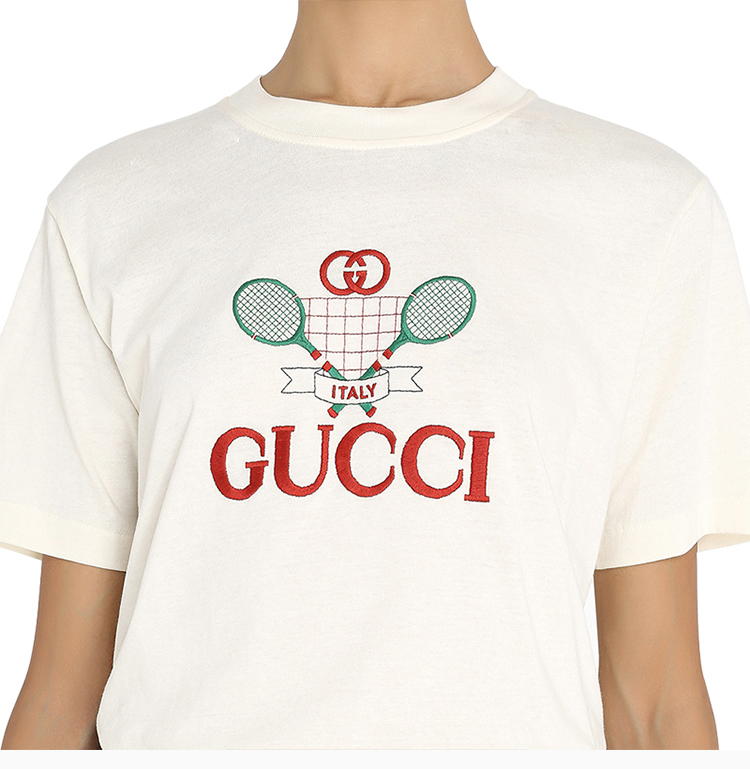 gucci/古驰 19秋冬 女士棉质logo图案时尚休闲短袖t恤