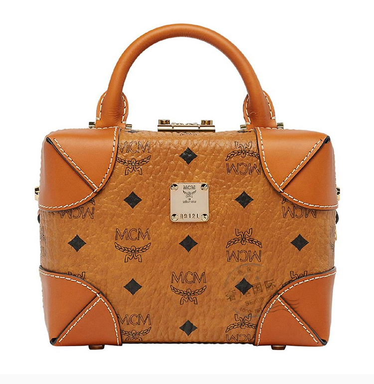 mcm 【19秋冬新款】女士棕色经典logo印花方箱子包单肩包斜挎包女包
