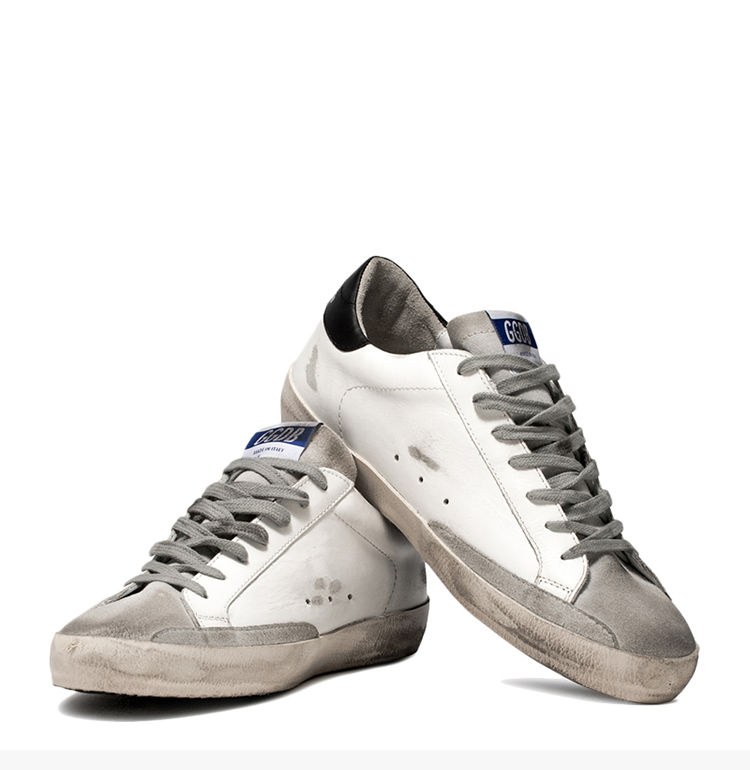 golden goose deluxe brand ggdb 男士白色彩尾小牛皮超级明星运动鞋