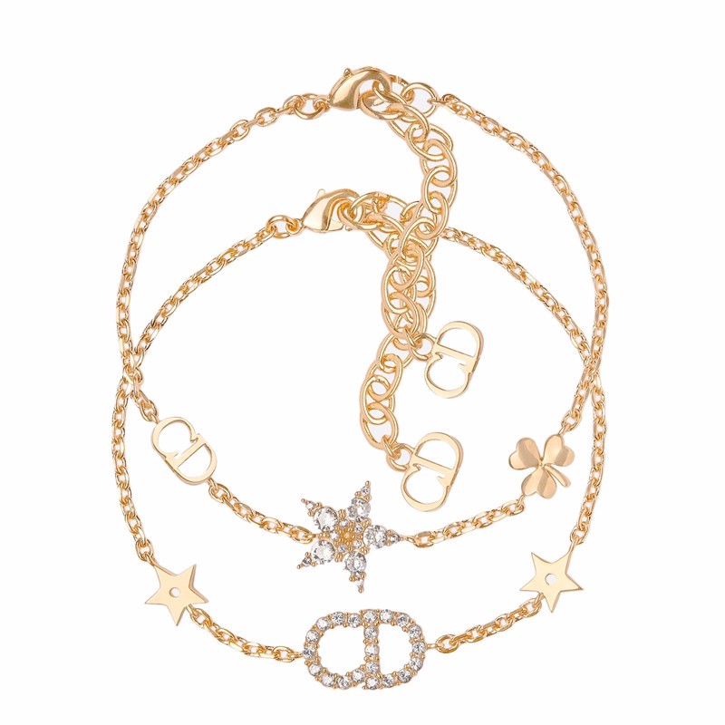 【经典】dior/迪奥 clair d lune双层五角星cd镶钻手链 b1039cdlcy