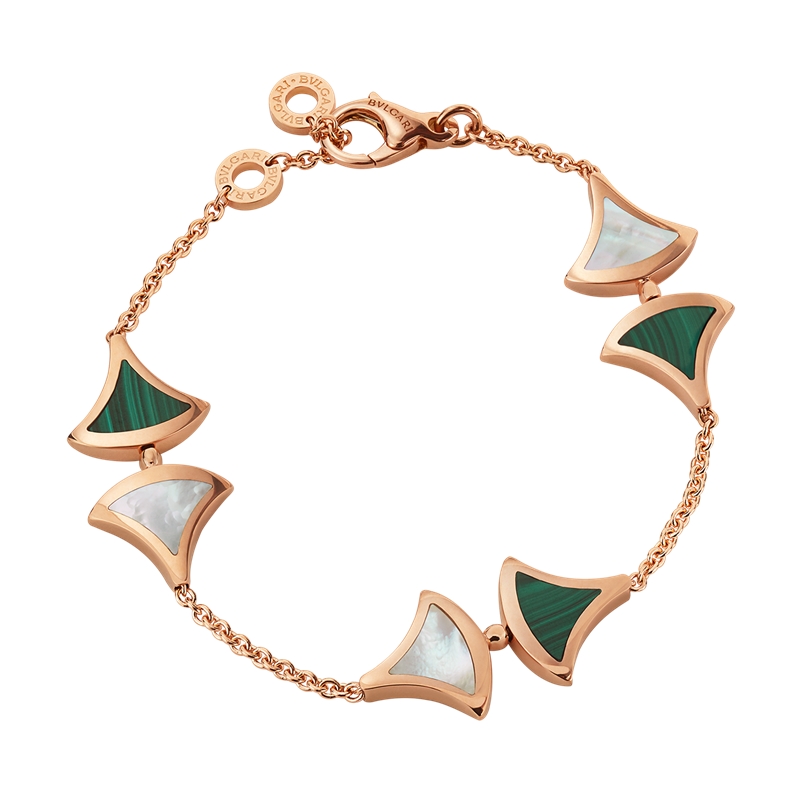 bvlgari/宝格丽 divasdream经典款白贝母孔雀石18k金玫瑰金 小扇子