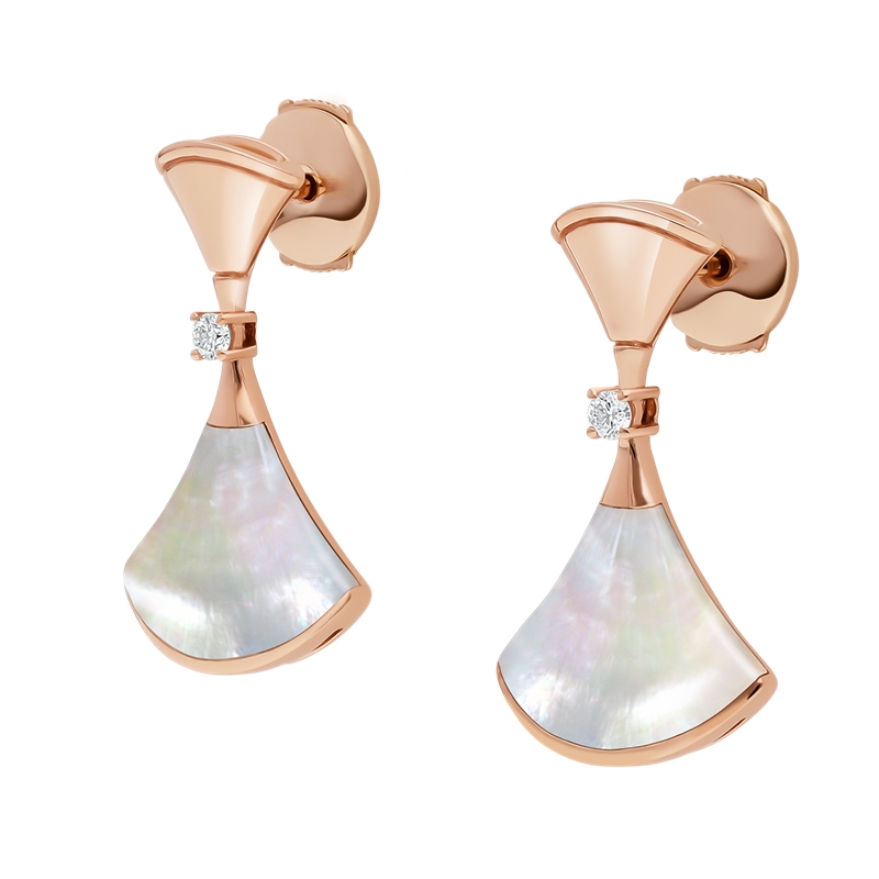 【包税】bvlgari/宝格丽 divasdream经典款 白贝母18k金玫瑰金镶钻石