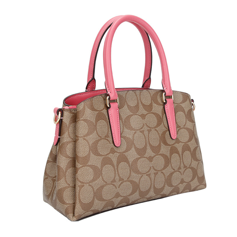 coach/蔻驰女包 戴妃包 女士经典c字纹棕色皮质磁扣手提单肩斜挎包 f2