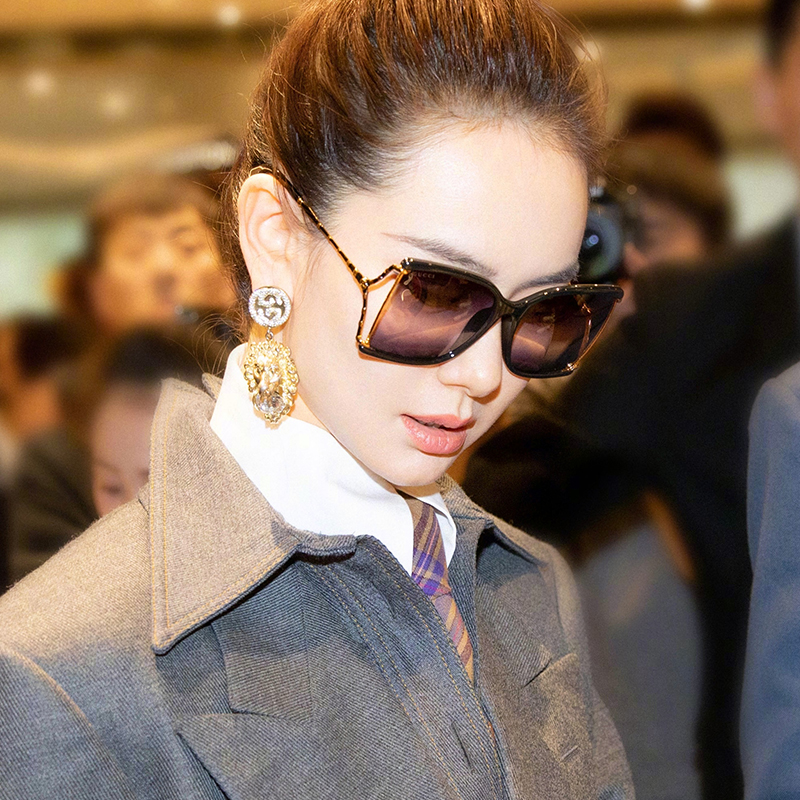 gucci古驰戚薇倪妮明星同款海报街拍珐琅蛇纹镂空摩登女士太阳镜墨镜