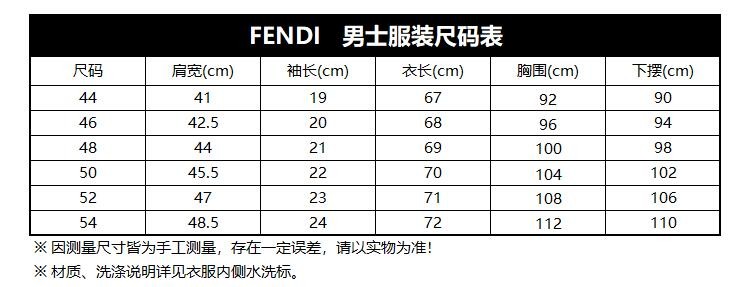 fendi/芬迪男士棉质圆领短袖t恤fy072294tf03lq
