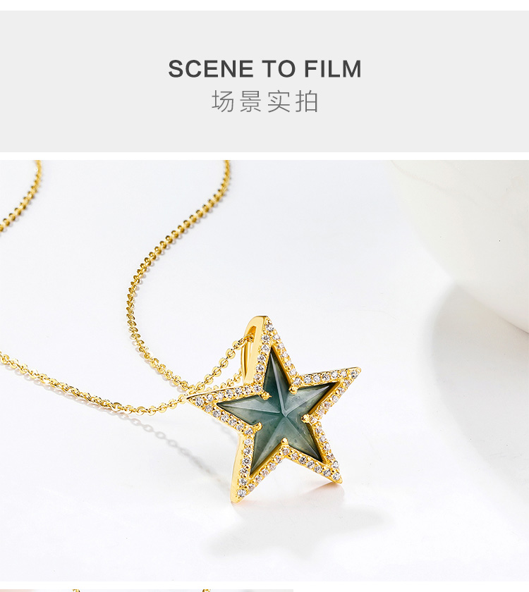 cuiyajinlou/翠雅金楼天然a货冰种深海蓝幸运之星翡翠吊坠玉坠