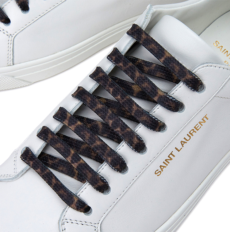 女士白色牛皮时尚豹纹印花后尾休闲运动鞋低帮板鞋小白鞋女鞋 582401