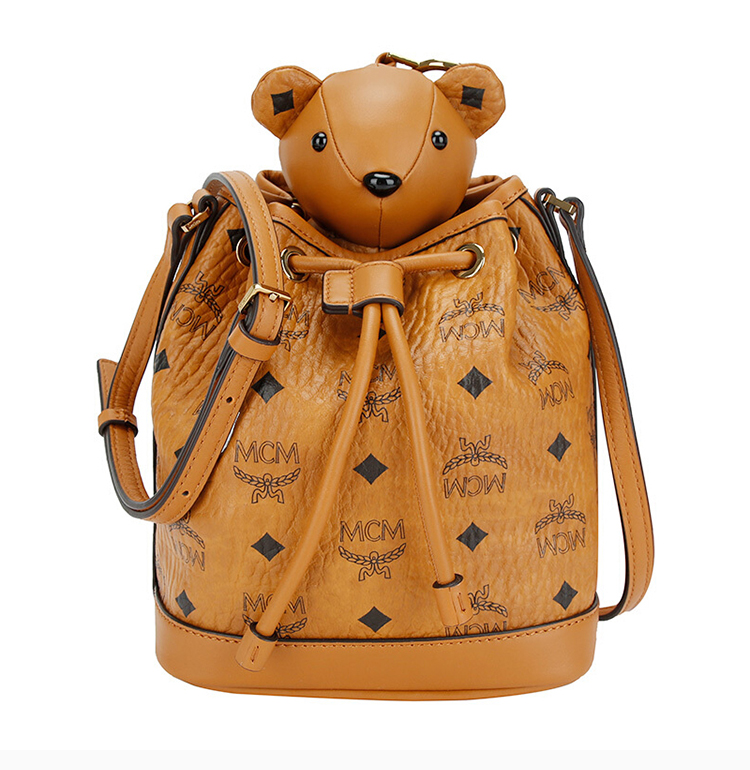 mcm/mcm 【20新款】女士经典logo印花pvc可爱小熊抽绳水桶包单肩包斜