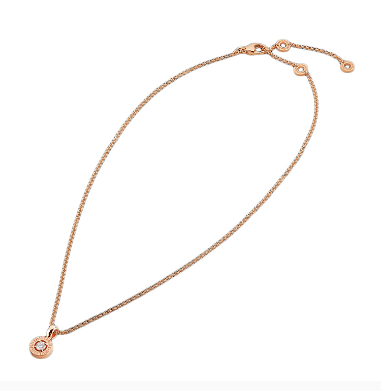 bvlgari/宝格丽 女士玫瑰金色18k金字母logo镶钻时尚项链 cl853337 cl