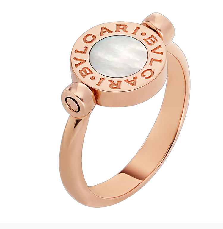 寶格麗 bvlgari bvlgari系列 女士玫瑰金色18k金經典logo款可翻轉戒指