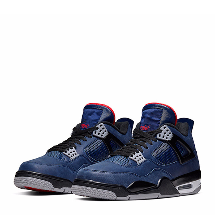 nike/耐克 air jordan 4 aj4 喬4 mid wntr 小阿姆黑藍毛巾麂皮 籃球