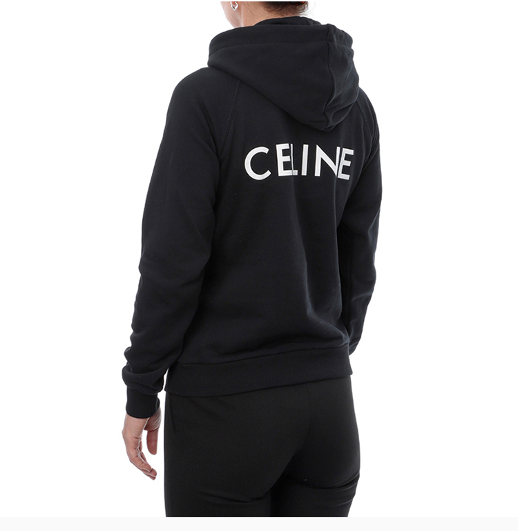 celine/赛琳 19秋冬 女士黑色棉质徽标修身连帽女卫衣