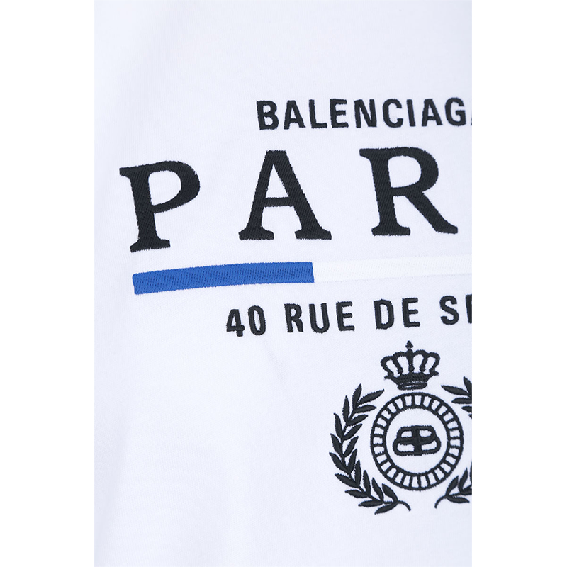 【20春夏新款】balenciaga/巴黎世家 paris flag logo刺绣t恤 594599