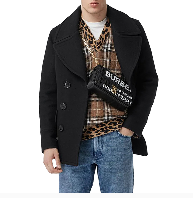 burberry/博柏利【20春夏】男装 服装 羊毛翻领短款双排纽扣毛呢 男士