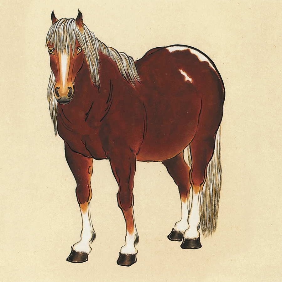 订制 叶赫那拉 昱桐 《御马镇宅图》/134x44cm/传统水墨