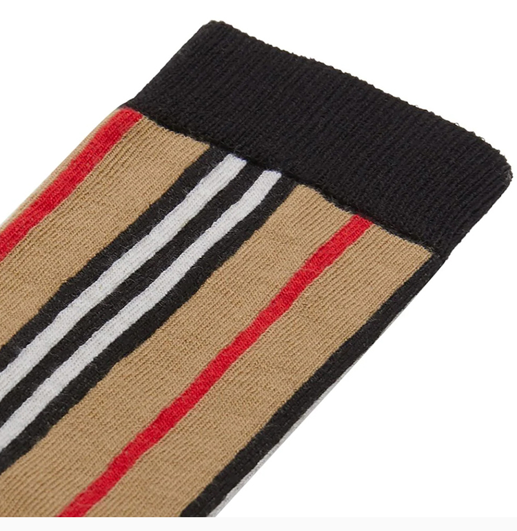 burberry/博柏利 男童经典标志性条纹嵌花混纺棉袜长筒袜子 8018179