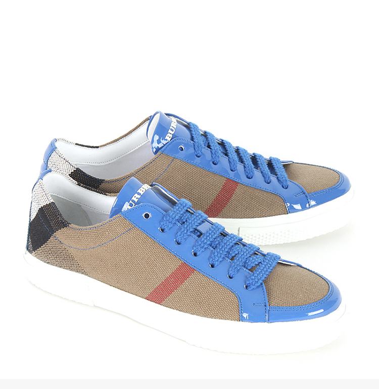 ss20 女士经典格纹蓝色系带低帮休闲鞋帆布鞋运动鞋女鞋3941066